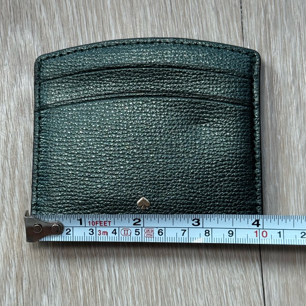 Kate Spade EUC w BOX Grained Leather Green Card Holder - Picture 9 of 10